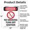 Signmission No Smoking Turn Off Ignition Danger Sign, Aluminum, 10in W x 14in L, 2PK OS-2PACK-DS-A-1014-V-1490 - alternate 5